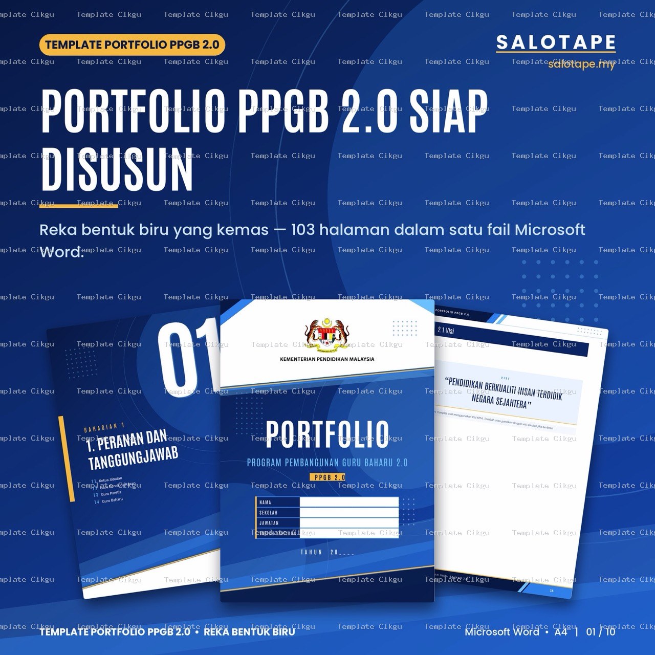Preview kecil Template Portfolio PPGB 2.0 Reka Bentuk Biru 2