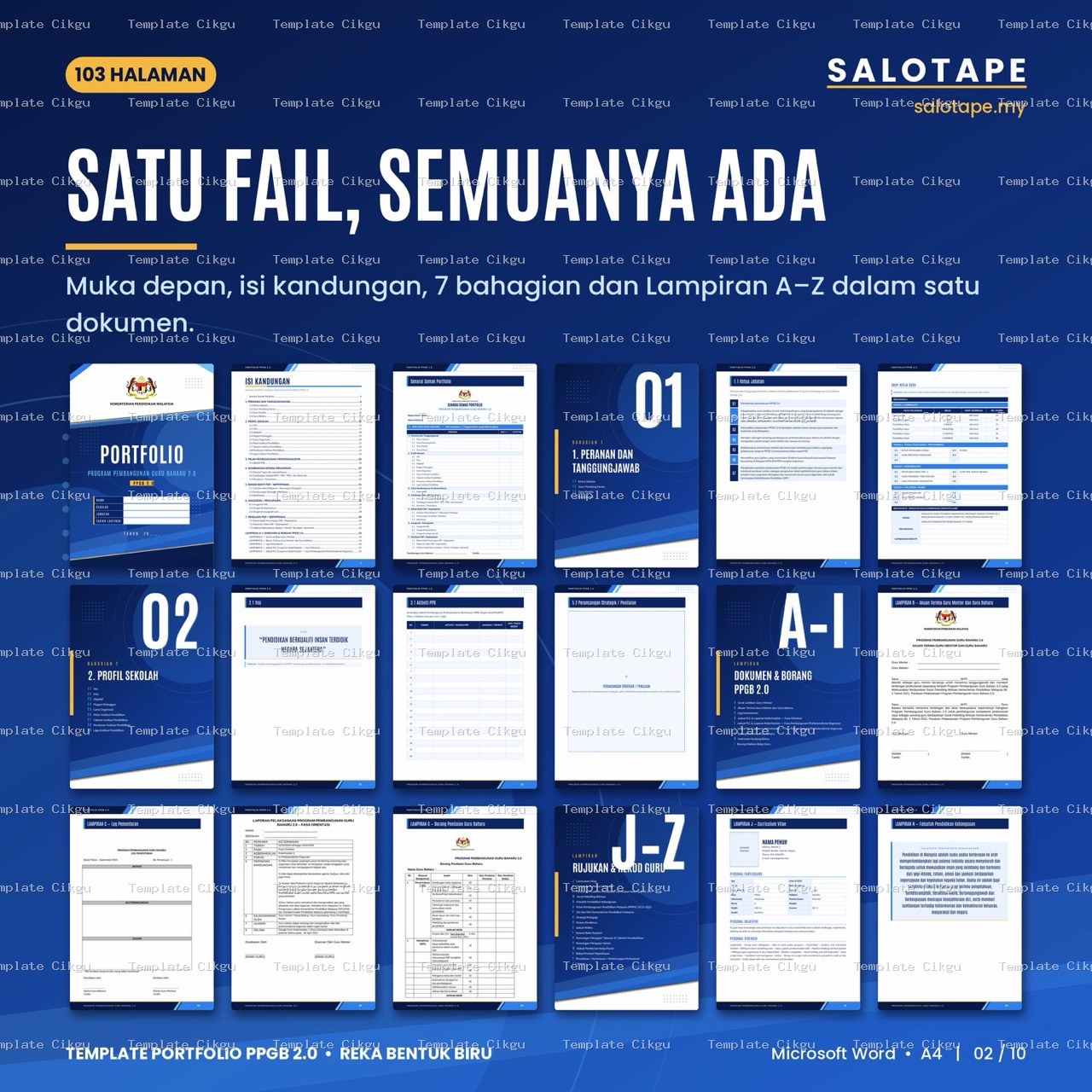 Preview kecil Template Portfolio PPGB 2.0 Reka Bentuk Biru 3
