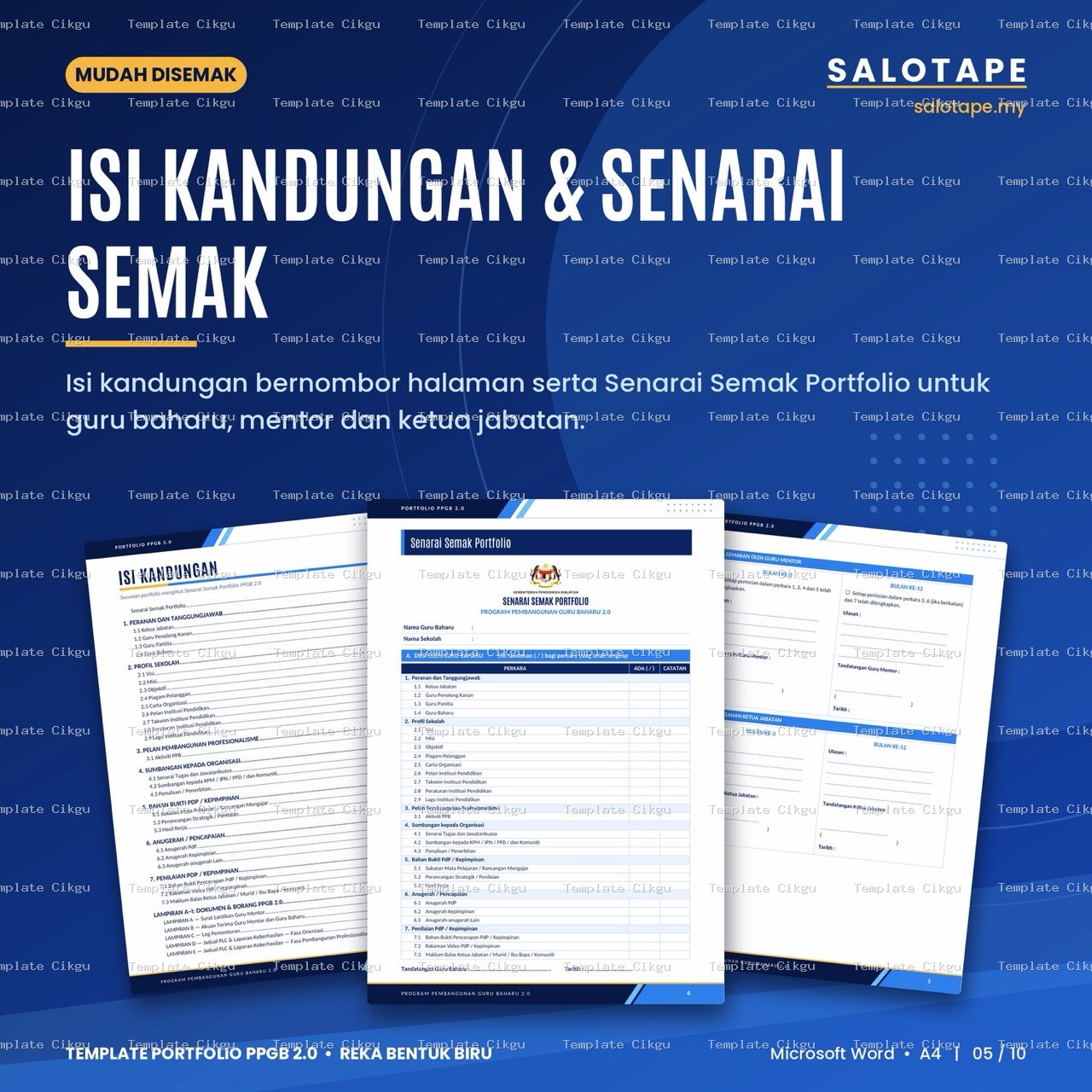 Preview kecil Template Portfolio PPGB 2.0 Reka Bentuk Biru 6