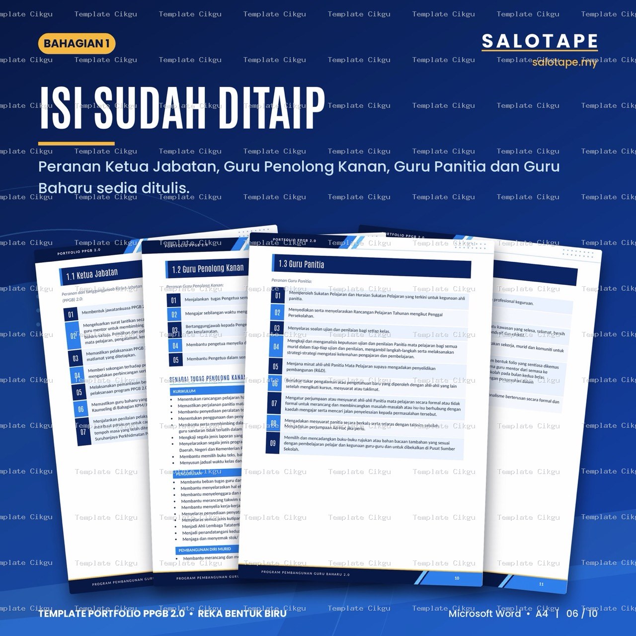 Preview kecil Template Portfolio PPGB 2.0 Reka Bentuk Biru 7