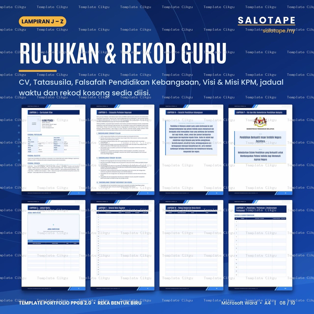 Preview kecil Template Portfolio PPGB 2.0 Reka Bentuk Biru 9