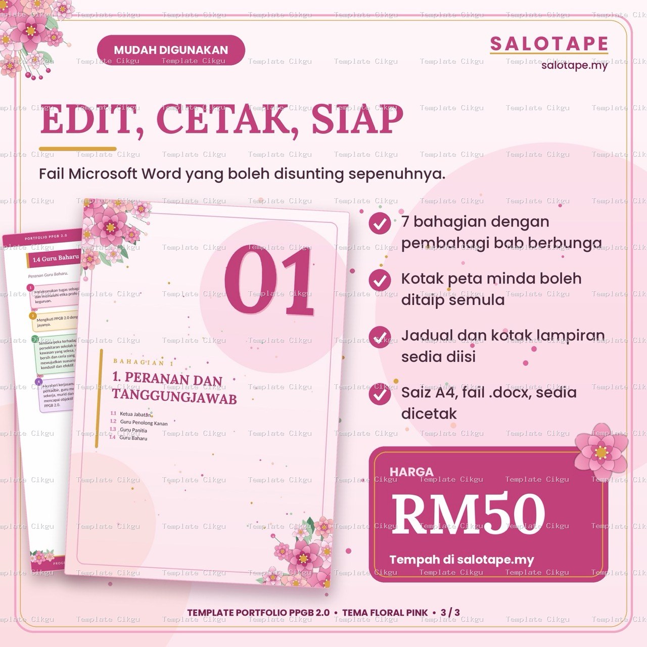 Preview kecil Template Portfolio PPGB 2.0 Tema Floral Pink 4