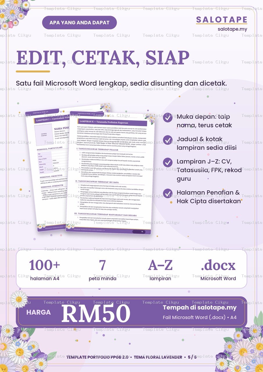 Preview kecil Template Portfolio PPGB 2.0 Tema Floral Lavender 6